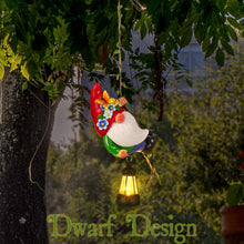 Load image into Gallery viewer, Rossesay Summer Climbing Gnomes Statue Figurine Ornament 8&#39;&#39; H Hanging Garden Outdoor Statues with LED Lantern Hook Gnomes Decorations for Yard Resin Solar Gnomes Decor for Outside Indoor Tree
