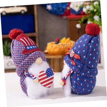 Load image into Gallery viewer, OUNONA 2pcs Independence Day Gnome Doll Ornaments Cartoon Gnome Decor for July Tabletop Home and Garden Decorations
