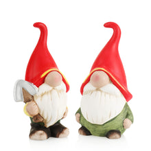 Load image into Gallery viewer, com-four® 2x ceramic gnomes - garden gnomes for standing - decorative gnomes for inside and outside - cute gnomes as garden decoration [selection varies] (2 pieces - 20cm)
