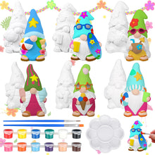 Load image into Gallery viewer, CroBlissful 6 Sets Paint Your Own Ceramic Gnome Statues Ready to Paint Ceramics Paintable Gnome Figurines Unpainted Plaster Arts and Crafts with Brush Palette for Adults
