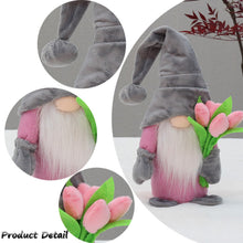 Load image into Gallery viewer, Volsha Mothers Day Gnome Gift Grey Faceless Doll Plush Elf Dwarf Doll Craft Gift with Bouquet for Mum Home Valentine&#39;s Day Toy, Mothers Day
