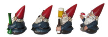 Load image into Gallery viewer, DWK 4&quot; Happy Time Bunch Set of Four (4) Mini Gnomes with Bong Wine Beer and Pipe Party Favor Figurine Decor for Home and Office
