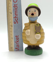 Load image into Gallery viewer, Rudolphs Schatzkiste Forest gnome owl incense man Christmas figurine Seiffen 10cm Ore Mountains NEW

