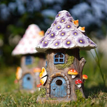 Load image into Gallery viewer, Solar garden decoration for outdoors, fairy mushroom house for outdoor use, made of synthetic resin, IP44 waterproof, 6-12 hours, fairy house garden decoration, with solar lamp, for patio lawn
