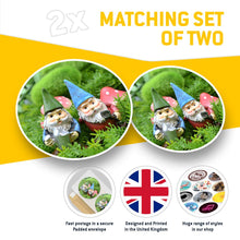 Load image into Gallery viewer, Vinyl Stickers (Set of 2) 10cm - ny Garden Gnome Men Decals for Laptops,Tablets,Luggage,Scrap Booking,Fridges, 14596
