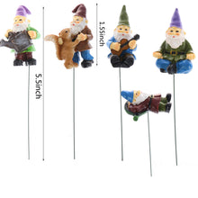 Load image into Gallery viewer, Haomian Set of 5 Miniature Garden Gnomes Mini Gnome Figures Waterproof Resin Ornament Miniature Fairy Garden Ornaments Outdoor Accessories Micro Landscape Decoration
