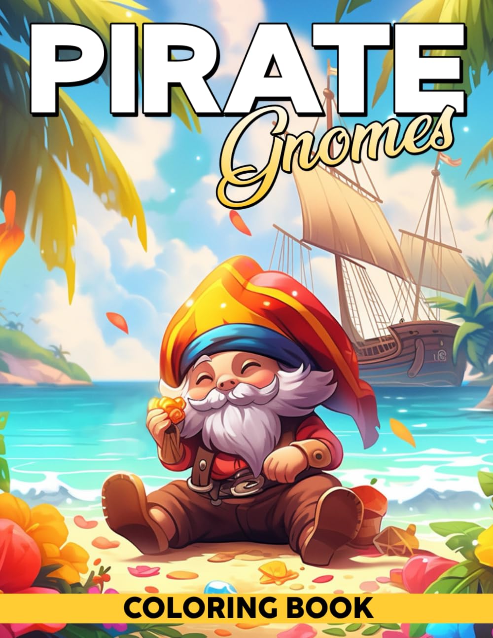 Pirate Gnomes Coloring Book: Dive into the World of Whimsical Characters Coloring Pages Gnome Adventure with Treasures, Ships, Islands Illustrations for Teens, Adults Anxiety Relieving