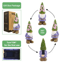 Load image into Gallery viewer, Goodeco Solar Garden Gnome Ornaments Figurines, 29CM Funny Outdoor Weatherproof Decorations with Flowers LED Lights for Patio Lawn Garden, Gifts
