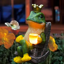 Load image into Gallery viewer, Gardenfans Miniature Frog Garden Statue with Solar Light Home Decor Fairy Garden Accessories Frog Decor for Patio, Balcony, Yard, Lawn Bedroom 2.3&quot;x3.3&quot;x5&quot;
