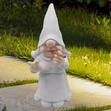 Load image into Gallery viewer, MINICAR 8&#39;&#39; H Funny Middle Finger Lady Gnomes Statues Outdoor Decor, Naughty Smoking Sculptures Garden Yard Patio Decorations, Paintable Unique Gifts
