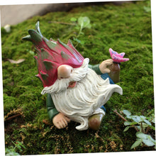 Load image into Gallery viewer, Happyyami Cute Resin Gnome Garden Statue for Outdoor Decor Lying Dragon Fruit Gnome Figurine Colorful Garden Ornament for Lawn and Patio Decoration
