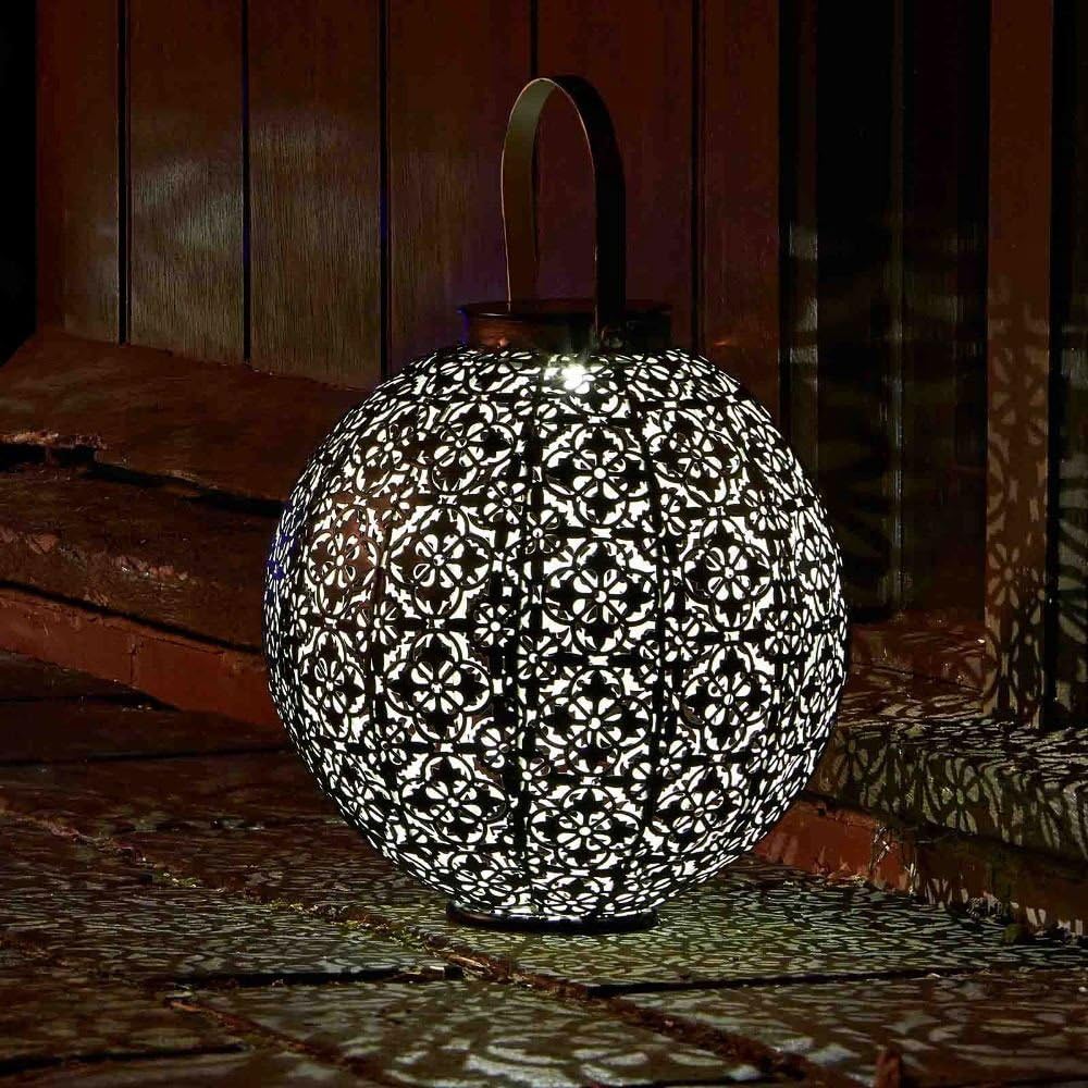 Garden Mile® Large Damask Solar LED Silhouette Lantern Lights Solar Lights Patio Table Lights Garden Lighting Landscaping Lights (Large Damask)