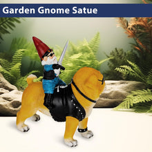 Load image into Gallery viewer, JHWKJS Garden Gnome Statue Holding Sword Outdoor, Funny Garden Gnome Riding Dog Statue Decoration Lawn Figurines for Home Patio Yard Garden Decor Indoor Outdoor, Housewarming Garden Gift
