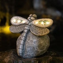 Load image into Gallery viewer, Rezpuao Garden Statue Dragonfly,Solar Dragonfly Decor for Outdoor,Resin Dragonflies Figurine with Solar Light for Patio,Balcony,Yard,Lawn Ornament,Perfect Garden Gift
