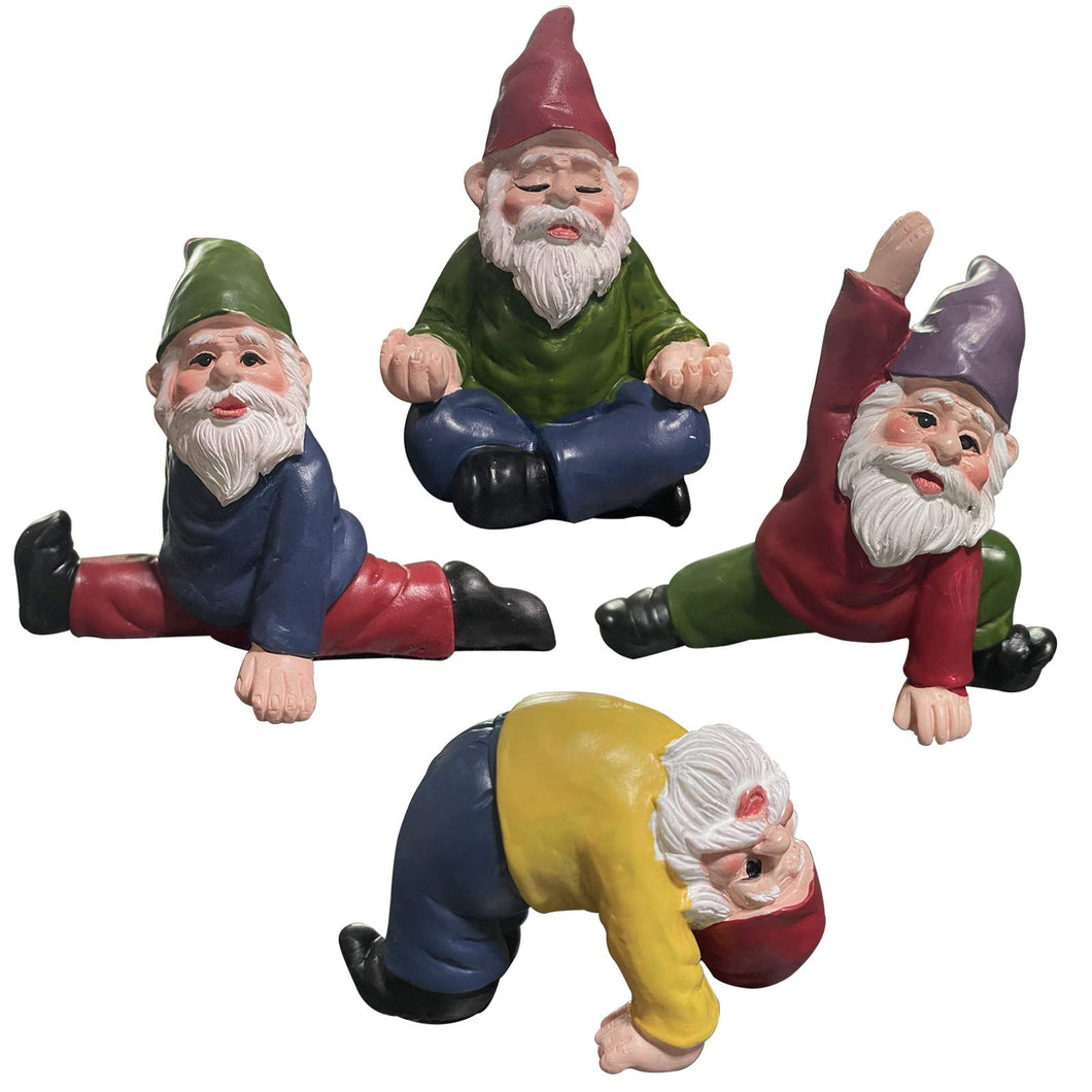 MUAMAX Miniature Garden Gnomes Set of 3 Fairy Garden Yoga Gnome Figurines Funny Fairy Garden Accessories Gnome Garden Decor Ornaments