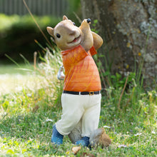 Load image into Gallery viewer, Darthome Golfing Squirrel Ornament Novelty Golf Swinging Animal Golfer Figurine Garden 28cm

