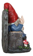 Load image into Gallery viewer, Ebros Gift Rude Mean Garden Greeter Go Away! Mr Gnome Dwarf with Squirrel On Tree Logs Chair Flipping The Bird Middle Finger Figurine As Whimsical Decor Magical Fantasy Gnomes
