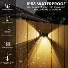 Load image into Gallery viewer, Solar Fence Lights Outdoor - 3-Side Fence Light Solars Powered for Outside IP65 Waterproof Fence Solar Lights Outdoor for Outside Garden Backyard Patio Deck Fence Stair Step Railing Pathway(4Pack)
