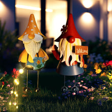 Load image into Gallery viewer, HONGLAND Metal Gnome Yard Art -18 Inch Garden Gnomes Statues Outdoor Decor with Watering Can Solar Lights -3D Outdoor Figurines for Patio Yard Lawn Porch Ornament Gardening Gifts
