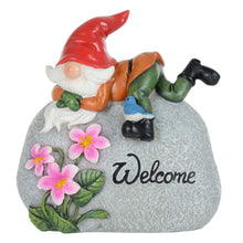 Load image into Gallery viewer, Garden Gnome Welcome Pebble Ornament Novelty Resin Decoration Outdoor - Red Hat
