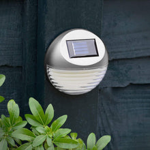 Load image into Gallery viewer, Taylor &amp; Brown Set of 4 Silver Solar Powered LED Round Decorative Garden Fence Lights Wireless Wall Patio Door Decking Outdoor Lighting

