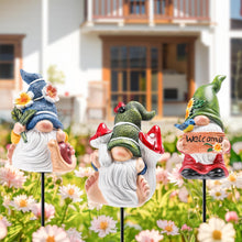 Load image into Gallery viewer, Chonsun Garden Gnomes Stakes 3 Inch Plant Decorations for Pots Outdoor Statues Indoor 3 Pack Large Garden Gnomes Decorations for Home
