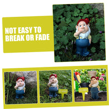 Load image into Gallery viewer, Happyyami 1set Garden Gnome Statue Funny Gnome Decor for Outdoor Spaces Durable Garden Marker for Lawn Patio for Nature Lovers Housewarming
