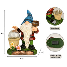 Load image into Gallery viewer, DiliComing Solar Garden Gnomes Outdoor Statues - Cute Gnome Statue with Welcome for Yard Patio Porch Lawn, Resin Gnome Figurine with Solar Light for Thanksgiving and Christmas
