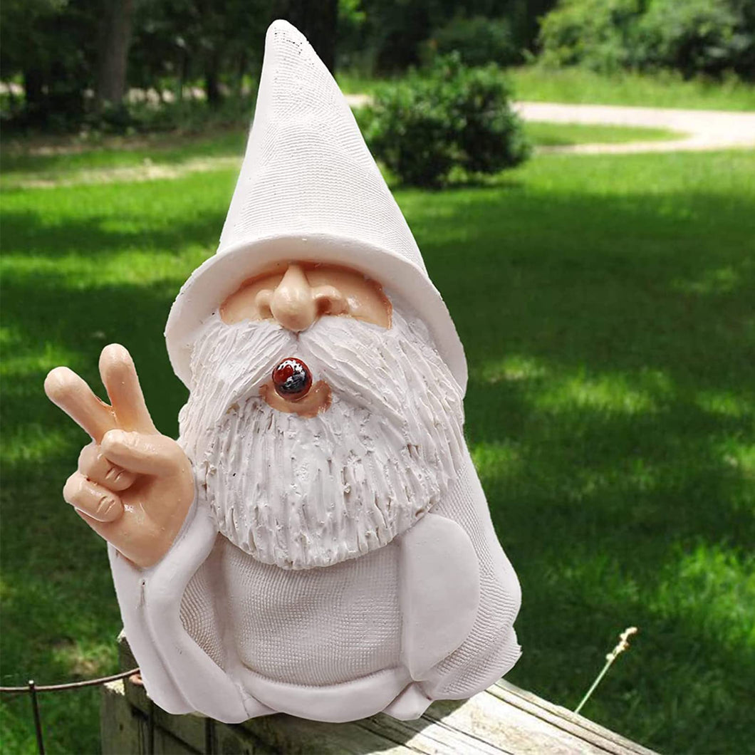 Lethogety Funny Garden Gnomes Outdoor Statues, 5.9 Inch Creative Smoking Dwarf Resin Sculpture Decoration for Home Indoor or Lawn Patio Outside Yard Decor Housewarming Halloween Christmas Garden Gift