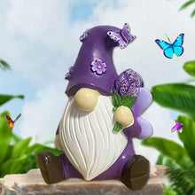 Load image into Gallery viewer, Gnome Garden Decor Statue - Purple Violet Gnome Lawn Ornament, Desktop Cute Gnome Figurine for Patio, Outdoor Yard, Shelf, Desk, Home Decor Accent, Unique Gnome Decorations for Garden, Bedroom
