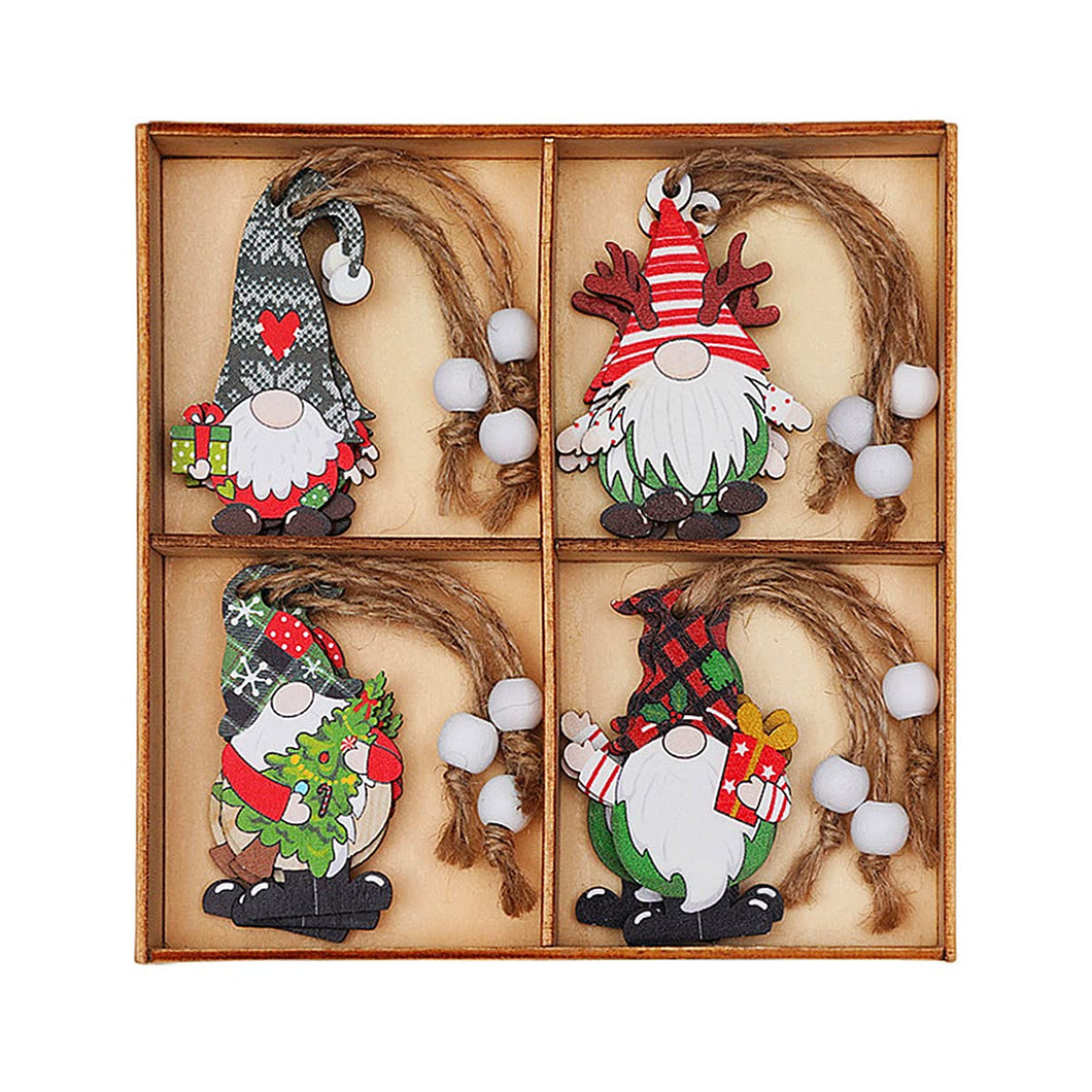 Jagowa 12PCS Wooden Christmas Ornaments - Faceless Dolls for Christmas Tree Decor and Party