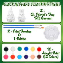 Load image into Gallery viewer, Poen 2 Pack Ready to Paint Your Own St. Patrick&#39;s Day Gnomes Statues, 4 Inches Mini Ceramics to Paint Unpainted Lucky Gnomes Tiered Tray Decor Crafts DIY Arts for Home Table Decorations (Lucky Style)
