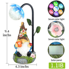 Load image into Gallery viewer, Sinhra Garden Gnomes Statue Decor, 9.4&#39;&#39; Resin Gnome Figurine with Colorful Gradent Solar LED Lights,Outdoor Decorations for Patio Yard Lawn Porch,Ornament(Blue)
