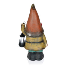Load image into Gallery viewer, Alpine Corporation MCC856SLR Solar Vintage Gnome Holding Lamp Garden Ornament Statuary wOrange Hat, Multi-Color
