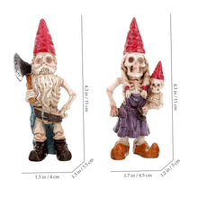 Load image into Gallery viewer, BESPORTBLE Gnome Skull Statue Skeleton Dwarf Ornaments Halloween Gnome Garden Decorative Resin
