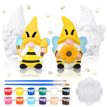 Load image into Gallery viewer, 2 Sets Ready to Paint Your Own Bee Gnome Statues DIY Ceramics Bee Gnomes Set Sunflower Garden Paintable Figurines Unpainted DIY Arts and Crafts for Classroom Craft Project Activity
