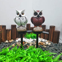 Load image into Gallery viewer, Owl Solar Garden Stake Lights, 2 Pack Owl Outdoor Path Solar Powered Owl Stake Lights for Walkway Yard Lawn Landscape Lighting (White&amp;Brown)
