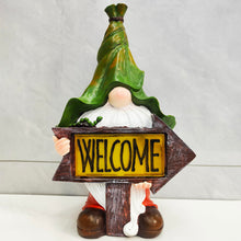 Load image into Gallery viewer, Solar Powered Resin Gnome Statue with Welcome Sign, 13&quot; Weather-Resistant Outdoor Garden Decoration, Light Sensor LED Lamp, Waterproof Lawn, Porch &amp; Patio Decor
