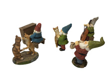 Load image into Gallery viewer, GlitZGlam Happy Miniature Gnomes and Cats Dancing Celebration! - 6-Piece Musical Garden Gnome Set for the Miniature Fairy Garden
