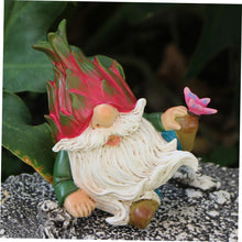 Load image into Gallery viewer, Happyyami Cute Resin Gnome Garden Statue for Outdoor Decor Lying Dragon Fruit Gnome Figurine Colorful Garden Ornament for Lawn and Patio Decoration
