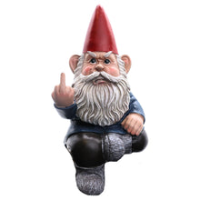 Load image into Gallery viewer, Candy Creations On Cloud 9 Grumpy Seated Garden Gnome Giving Middle Finger, Funny Angry Lawn Dwarf, Indoor or Outdoor Unique Decor
