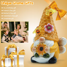 Load image into Gallery viewer, REYISO Garden Gnomes Sculptures for Outdoor&amp; Garden Decor with Solar Bee Lights-Gnomes Decorations for Home- Sunflower Gifts for Women, Mom or Birthdays-Summer Gnomes Fairy Garden for Patio,Yard,Lawn
