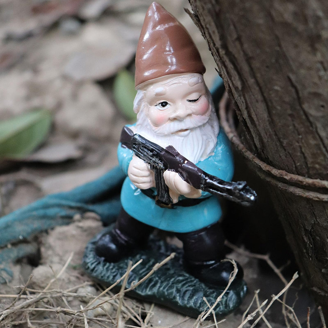 Garden Gnome with Gun, Military Gnome Soldiers Garden Gnome, Tactical Statue for Indoor Outdoor, Patio, Yard, Lawn Ornaments, Home Décor