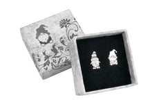 Load image into Gallery viewer, Garden gnome sterling silver stud earrings, lucky charm gonk
