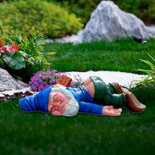 Load image into Gallery viewer, Lethogety Funny Garden Gnomes Outdoor Statues, 5.9 Inch Naughty Lying Figurine Wizard Dwarf Resin Sculpture Decoration for Lawn Patio Outside Yard Decor Novelty Housewarming Gift (Blue)
