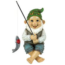 Load image into Gallery viewer, Garden Gnome Statue - Ziggy the Fishing Gnome Sitter - Outdoor Garden Gnomes - Funny Lawn Gnome Statues
