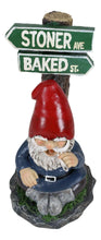 Load image into Gallery viewer, Ebros Gift Whimsical Carefree Gypsy Life Mr Gnome Dwarf Stoner Smoking Rolled Stash Sitting by Crossroads Stoner Ave and Baked St Figurine Fantasy Gnomes Fairy Garden Home Decor
