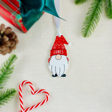 Load image into Gallery viewer, Fuzzy Cactus Personalised Christmas Acrylic Gonk Gnome Elf Bauble - Choose from four colours - Add any name! (Red, Decoration Only)
