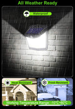Load image into Gallery viewer, CLAONER Solar Lights Outdoor, Upgraded Motion Sensor Security Lights with 3 Modes IP65 Waterproof Durable Solar Powered Wall Lights 270° Lighting Angle for Yard Door Fence (4 Pack)
