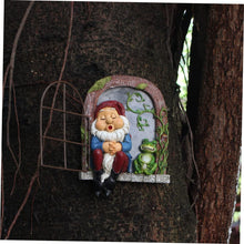 Load image into Gallery viewer, Happyyami Dwarf Figurine Resin Tree Decor Iron Window Hanging Garden Gnome Doll Home Ornament
